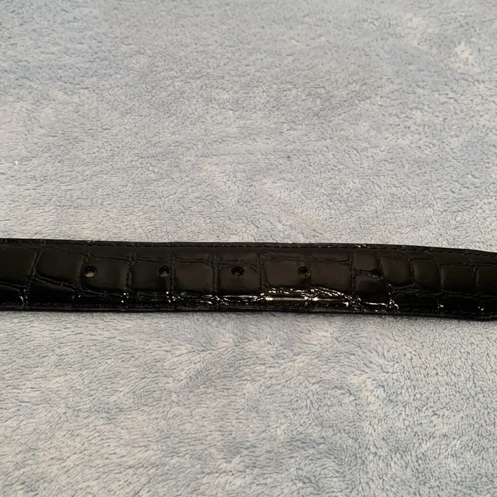 Elegant Black Leather Belt with Silver Buckle